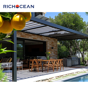 Tùy chỉnh bioclimatic pergola nhôm mái thông minh ổ điện có thể cài đặt LED dải ánh sáng ngoài trời gian hàng cao cấp pergola - Product Image 5