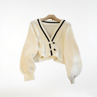 Pull en tricot pour femme, mode automne, vintage, décontracté, hiver, manches longues, couleurs contrastées, vêtements pour femmes, cardigan, manteau