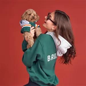 Qiqu perlengkapan hewan peliharaan Set Sweatshirt hoodie anjing dan pemilik mewah desainer baru kustom pakaian hewan peliharaan ukuran besar