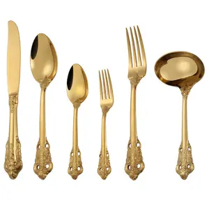 good quality Factory wholesale Metal Material Cutlery spoon knife and fork sets restaurant hotel new models Cutlery set