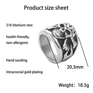 <b>Skull</b> <b>Ring</b> Men's Stainless Steel Retro Punk Style Silver Color Gift Jewelry 260106 - Product Image 5