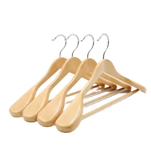 Vendita calda su misura logo di lusso in legno vestito appendiabiti in magazzino per il commercio all'ingrosso - Product Image 1