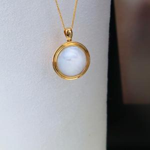 Colgante de Perla Mabe de <span class=keywords><strong>Agua</strong></span> <span class=keywords><strong>Salada</strong></span> Natural de Japón de 14-15 mm, Color Caramelo, Serie Maillard, Oro Sólido de 18K, Diseño Exclusivo para Mujer - Product Image 5