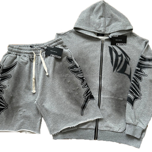 Ensemble de sweats à capuche zippés surdimensionnés en coton épais de qualité supérieure MIXED EMOTIONS High Street Diamond pour hommes – Vente en gros - Product Image 1