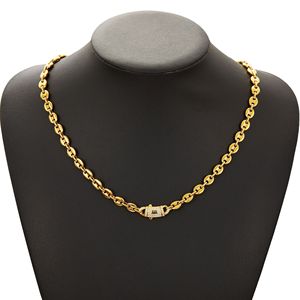 Collar y Pulsera de Cadena de Granos de Café Estilo Hip Hop de Acero Inoxidable Bañado en Oro de 14K de 6/8/10 mm, Cadena Mónaco a la Moda - Product Image 5