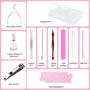 Kit d'outils pour ongles avec boîte de rangement transparente, pince à cuticules, lime à ongles, éponge polissoir, huile pour cuticules, séparateurs d'orteils pour manucure et nail art - Product Image 6