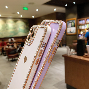 เคสโทรศัพท์มือถือชุบ6D ติดเพชรหรูหราประดับพลอยเทียมแวววาวสำหรับเคส Apple iPhone 11 12 13 14 PRO MAX 7 8 XR XS MAX