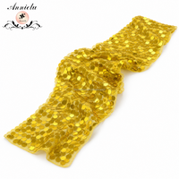 Chemin de table ANNIELU en sequins dorés, grand chemin de table à paillettes pour réception en plein air, soirée, mariage, décoration, vente en gros