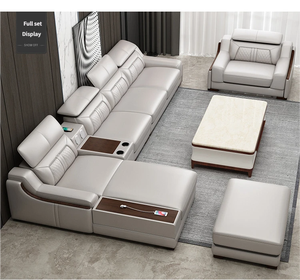 أريكة قطاعية متعددة الوظائف على شكل حرف L قابلة للتحريك وفعالة من حيث التكلفة، مصنوعة من الجلد الصناعي، بتصميم عصري بسيط مع منفذ USB - Product Image 1