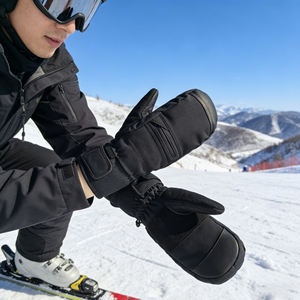 <span class=keywords><strong>Gants</strong></span> d'hiver imperméables, coupe-vent, résistants à l'abrasion, noirs, épais, isolés, à doigts séparés, pour le snowboard et le ski - Product Image 3