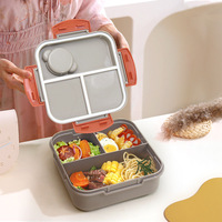 Boîte à lunch bento carrée à trois compartiments grande capacité pour adulte, compatible micro-ondes, hermétique, chauffable, anti-fuite, écologique