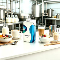 Emballage liquide aseptique multicouche en carton à toit en pignon, format familial, empilable, pour lait et jus, avec bouchon à vis