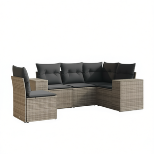 Ensemble de canapés de jardin en rotin gris 4 places, résistant aux intempéries, mobilier d'extérieur au design contemporain - Product Image 1