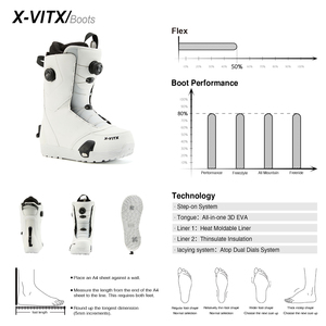 Ensemble de snowboard X-VITX avec fixations et bottes blanches, système Step-on X-VITX, doublure 3D EVA tout-en-un, 1 modèle thermoformable - Product Image 2