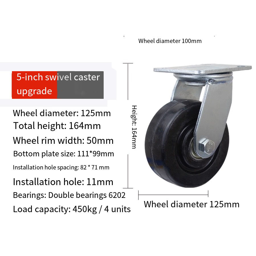 Caster Wheel 4*2 /5*2/6*2/8*2 Inch Black Flat Tread Phenolic Medium Heavy Duty for Iron for