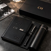 Ensemble cadeau de carnet en cuir de luxe avec stylo et bouteille d'eau, logo personnalisé, cadeaux d'entreprise