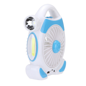Ventilador portátil recargable por USB con luz LED, mini ventilador para camping, hogar, dormitorio, motor DC, pequeño, en colores azul y verde. - Product Image 2
