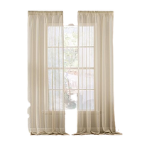 Ensemble de 2 rideaux transparents Fannisha pour fenêtre de salon, draperie moderne à œillets, beige, 100% polyester, translucide, 140x245 CM