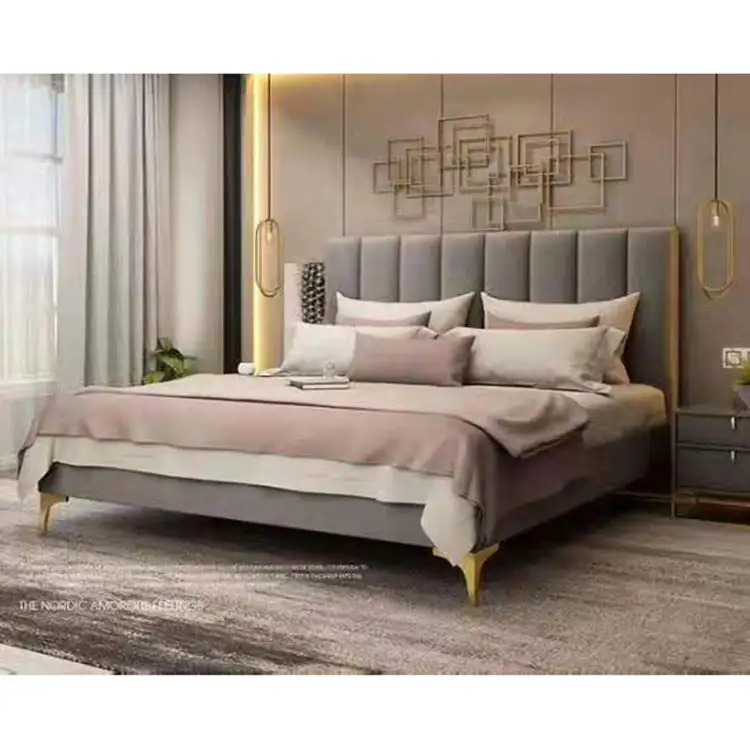 Muebles de habitación modernos diseños personalizados dobles estante de pino completo cama de madera