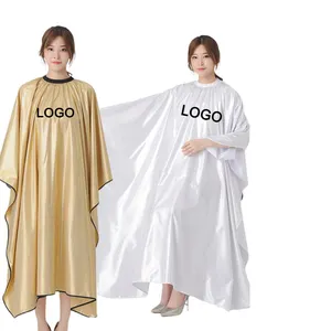 High Quality Custom LOGO Factory Professional Hairdressing Cape Sliver White Hair Cutting Cape Gold Stamp Barber Cape