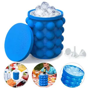 Cylindre de cube à glace en silicone demi-rond, pièces, pour gagner de l'espace, moule avec couvercle, bleu, rouge