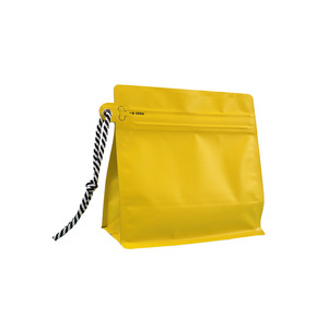 Coffee <b>Bag</b> With Valve and Zipper Factory Custom Printed Flat Bottom 250g 500g <b>Compostable</b> Biodegradable Coffee <b>Bag</b> with rope - Product Image 2