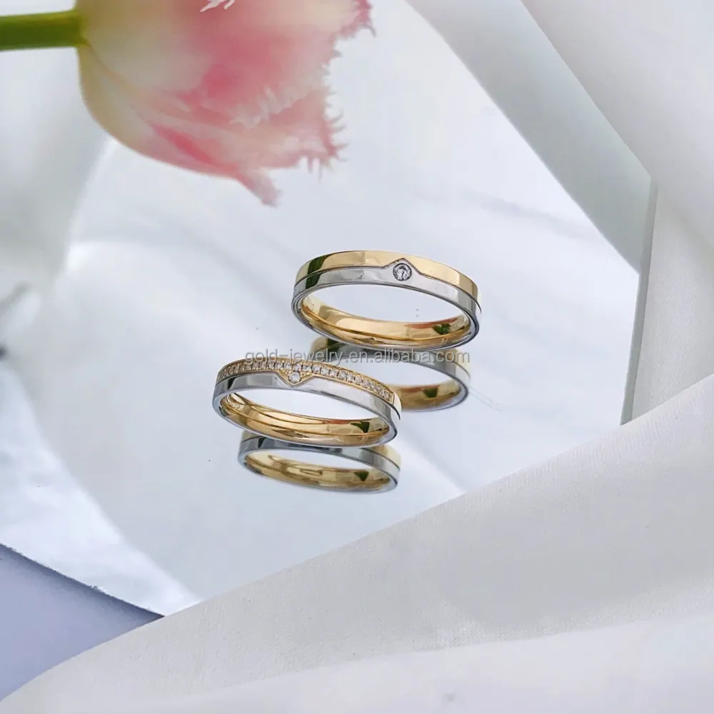 Gold 18k Schmuck Naturdiamant Hochzeit Paar Ringe für Herren Damen Reiner Gold Schmuck individuelle Größe