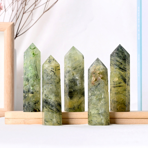 Tinh thể tự nhiên thạch anh đánh bóng Cây Đũa phép chữa bệnh đá Prehnite <span class=keywords><strong>rutile</strong></span> điểm tháp để trang trí - Product Image 3