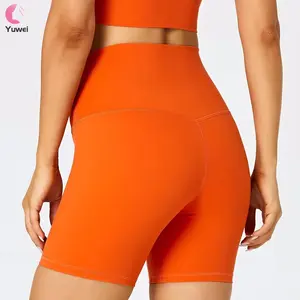 Directo de fábrica de cintura alta sin línea T pantalones cortos deportivos de verano gimnasio Fitness pantalones cortos de yoga