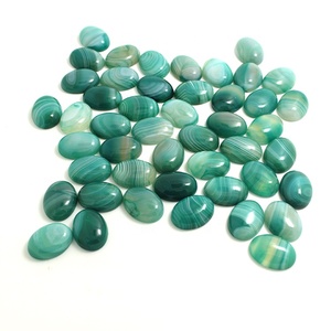 Ágata de encaje verde de 15x20mm, cuenta con parte trasera plana, rayas de arco iris, cabujones ovalados, cuentas de piedra para fabricación de joyas - Product Image 3