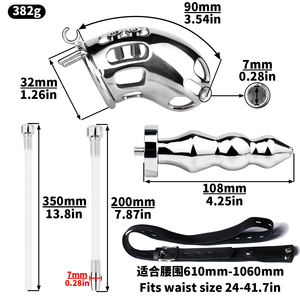 Ensemble de dispositifs de chasteté masculine FRRK avec plug anal métallique amovible, cage en silicone, jouet sexuel extrême pour hommes SM - Product Image 6