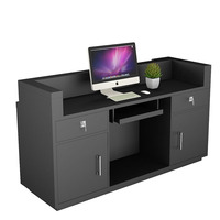 Bureau de réception style industriel avec LED, comptoir en métal, noir, pour réception