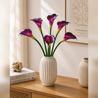 Bunga Calla Lily Buatan dari Karet Lembut, Realistis, Ringan, Anti-Bakteri untuk Dekorasi Rumah & Hotel