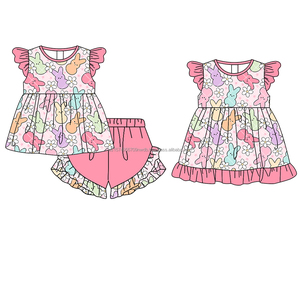 Précommande MOQ 5 Vêtements pour tout-petits en gros, mode de Pâques pour filles, imprimé léopard de lapin coloré, vacances - Product Image 6