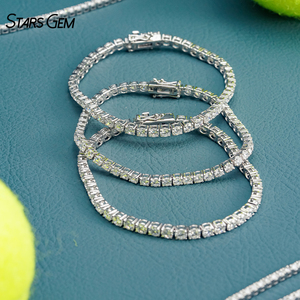 Pulsera de tenis de plata de ley S925 con diamantes cultivados en laboratorio Starsgem, certificada por IGI, corte brillante HPHT, chapada en rodio, joyería unisex - Product Image 3