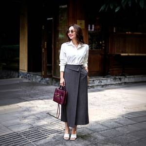 CV747 Stylish Ladies High Waist Belted Wrap <b>Maxi</b> <b>Skirt</b> Formal Work Appropriate <b>Skirt</b> - Product Image 1