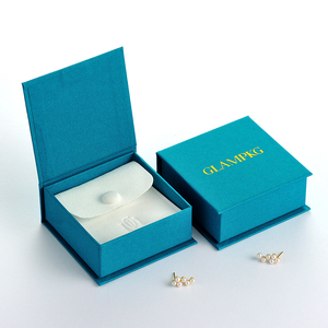 GLAMPKG Custom Gold Logo <b>Book</b> Style Paper Jewelry Magnetic Packaging <b>Box</b> Earring Necklace Ring Microfiber White Pouch - Product Image 4