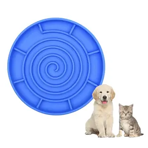 Ciotola per cibo per cani a cerchio piatto personalizzata senza fuoriuscite per cani rotondi mangiatoie per ciotole per animali domestici in Silicone ad alimentazione lenta con ventosa