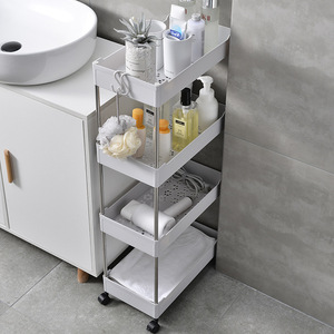 Utility Rack Kitchen Storage Cart White 3 Tier Stainless Steel Rolling Organizer for Small Spaces - Product Image 3