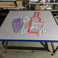 Enseigne néon LED Chat avec bouteille de vin et raisin, lumière néon personnalisée sur panneau acrylique pour décoration murale de bar