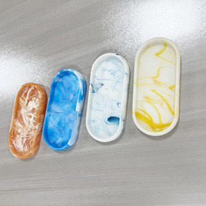 Sang Trọng Polyresin Phục Vụ Khay Hiện Đại Trắng Nhựa Đá Cẩm Thạch Phòng Tắm Vanity Khay Cho Nhà Bếp Phòng Khách Thực Phẩm Đồ Trang Sức Công Cụ - Product Image 1