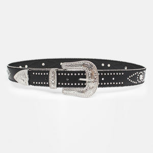 Cinturón de diamantes de imitación de aleación de cuero Pu estilo punk para mujer Bb <span class=keywords><strong>Simon</strong></span> de moda personalizada - Product Image 2