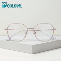 Gafas de Protección Contra la Luz Azul de Computadora con Diseño Geométrico, Lentes para PC, Montura Completa de Metal, Unisex, Modernas, Disponibles en Stock, Ópticas