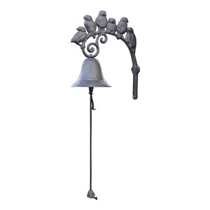 Classico rustico in ghisa campana porta quattro uccellini Vintage antico stile retrò decorazione per esterno casa anello giardino - Product Image 6