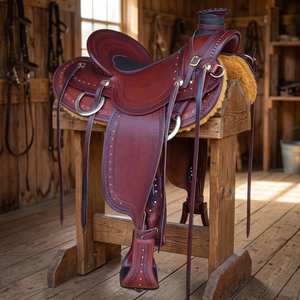 Selle de course anglaise en cuir véritable 100% durable BS International NA295 avec bride en bambou, couverture de selle et quincaillerie en acier SUS304, arbre en bois - Product Image 1