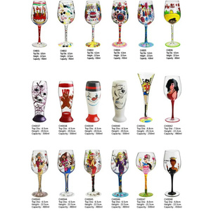 Copa de cristal pintada a mano personalizable 2024, diseño único, copas de vino con patrón de logotipo personalizado para vino tinto - Product Image 6