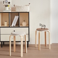Tabouret en bois compact en gros d'usine, design minimaliste, assise en velours empilable, couleur personnalisable, pour appartement, ferme, chambre à coucher
