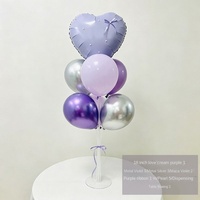 Ensemble de décoration d'anniversaire avec ballons en aluminium en forme d'alien violet, guirlandes et lettres, pour l'agencement de fête des filles