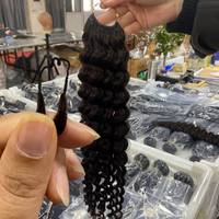 Extensions de cheveux humains Deep Water Wave Feather Crochet, sans nœuds, pré-séparées, bouclées birmanes, en vrac, vente en gros pour tressage