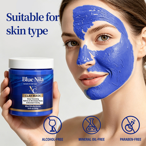 <span class=keywords><strong>Masque</strong></span> d'argile bleue marocaine <span class=keywords><strong>Nila</strong></span> pour le <span class=keywords><strong>visage</strong></span>, nettoyant en profondeur, purifiant, hydratant, anti-acné, éliminant les points noirs - Product Image 3
